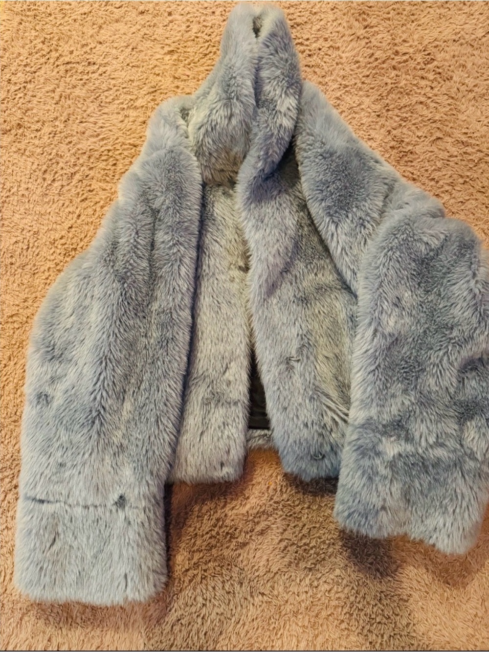 Plush Faux Fur Jacket in Baby Blue - Picture 3 of 5